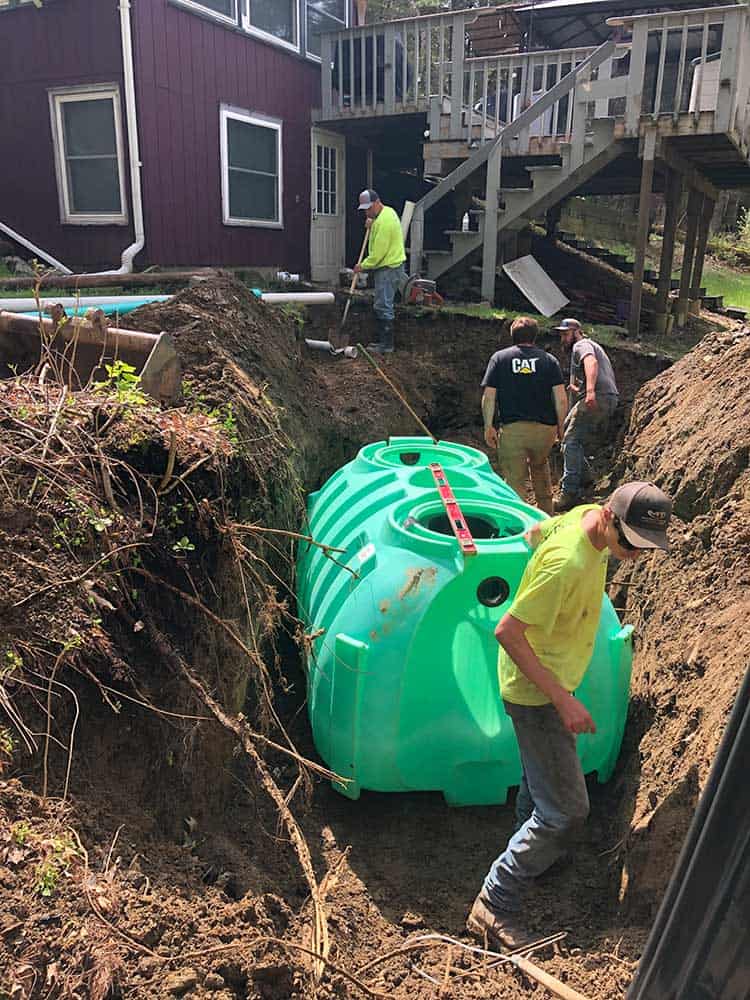 Installation of new poly septic tank by J&R Contracting of Hudson, NY