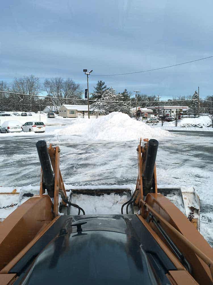 Parking Lot snow plowing by J&R Contracting of Hudson, NY